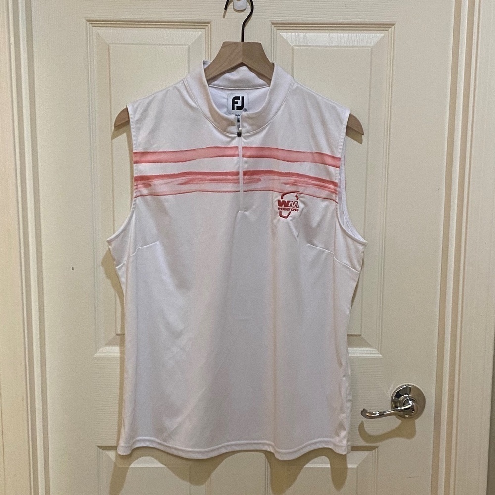 FootJoy-Women's XL-Sleeveless Golf Shirt- White/Pink-Waste Management Phx Open‎
